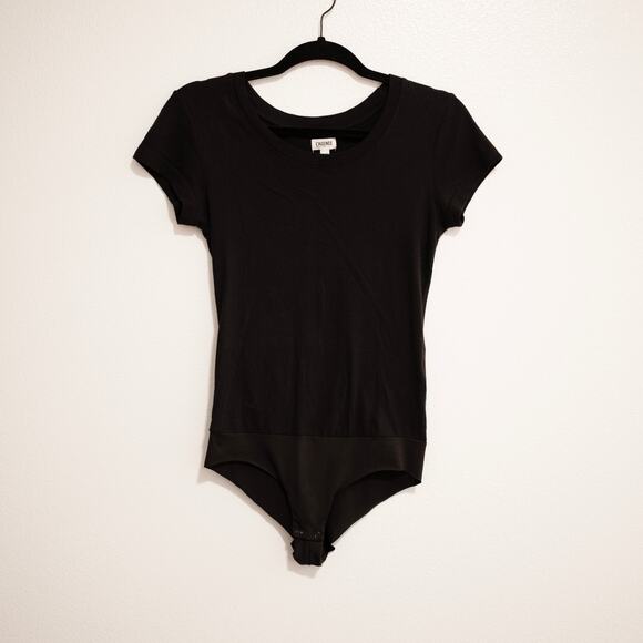 L'Agence Claire Bodysuit Black Basic Minimalist Brief Snap Button 100% Cotton XS - Picture 2 of 7